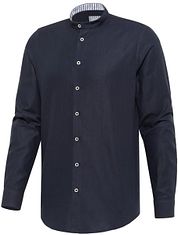 Blue Industry Shirt Mao Collar Dark Blue