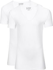 Slater 2-pack Stretch Deep V-neck T-shirt White