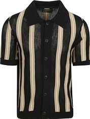 Marc O'Polo Knitted Crochet Shirt Short Sleeves Black