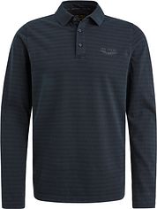 PME Legend Longsleeve Polo Shirt Stripes Navy