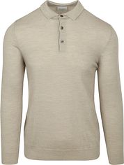 Profuomo Longsleeve Polo Shirt Merino Wool Beige