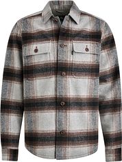 Vanguard Overshirt Brushed Wool Blend Checks Grey