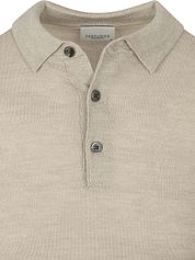 Profuomo Longsleeve Polo Shirt Merino Wool Beige
