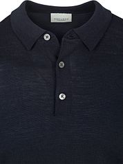 Profuomo Longsleeve Polo Shirt Merino Wool Navy