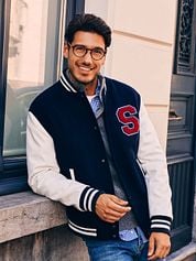 Steppin' Out Varsity Embroidery Jacket Navy 
