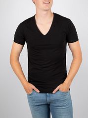Garage Stretch Basic Black Deep V-Neck