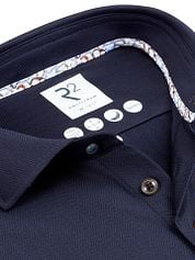 R2 Knitted Travel Shirt Herringbone Navy