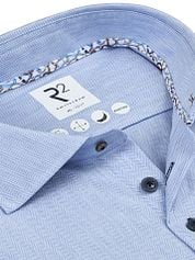 R2 Knitted Travel Shirt Herringbone Light Blue