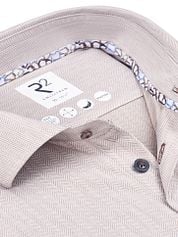 R2 Knitted Travel Shirt Herringbone Beige