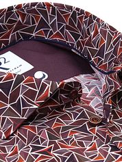 R2 Shirt Poplin Triangle Print Bordeaux