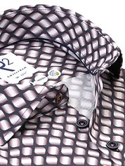 R2 Shirt Twill Leave Print Multicolour