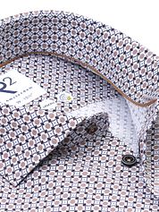R2 Shirt Poplin Graphical Print Beige Blue