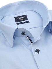 Olymp Luxor Shirt Contrast Button Light Blue