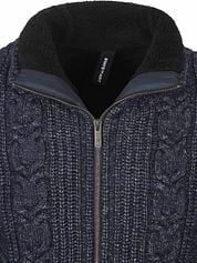 State Of Art Cardigan Cable Zip Melange Navy