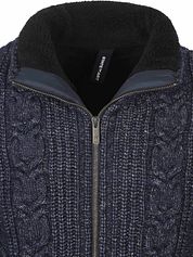 State Of Art Cardigan Cable Zip Melange Navy