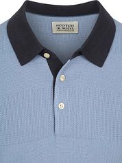 Scotch And Soda Knitted Polo Shirt Structure Blue