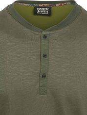 Scotch and Soda Longsleeve Henley T-Shirt Olive