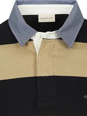 Gant Heavy Rugger Shield Longsleeve Polo Shirt Stripes Navy Beige