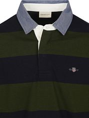 Gant Heavy Rugger Shield Longsleeve Polo Shirt Stripes Navy Green