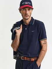 Gant Tipping Piqué Polo Shirt Navy