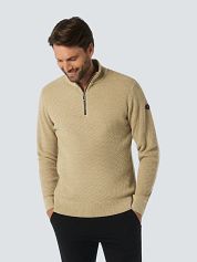 No Excess Half Zip Pullover Structure Melange Beige