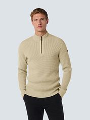 No Excess Half Zip Pullover Structure Melange Beige