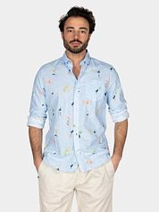 NZA Shirt Kane Linen Blend Light Blue