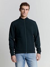 No Excess Cardigan Zipper Jacquard Navy
