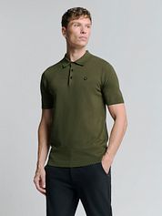 No Excess Knitted Polo Shirt Olive Green