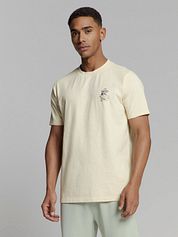 No-Excess T-Shirt Slub Placed Prints Ecru