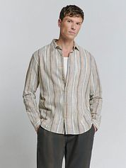 No Excess Shirt Print Stripes Beige