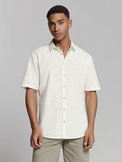 No Excess Short Sleeve Shirt Linen Blend White