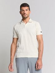 No Excess Poloshirt Terry Jacquard Ecru