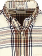 Gant Shirt Flannel Checks Ecru