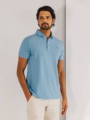  State of Art Poloshirt Piqué Melange Light Blue