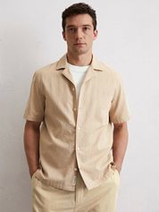 Marc O'Polo Crèpe Shirt Short Sleeves Beige