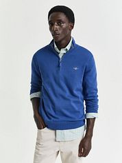 Gant Half Zip Pullover Mid Blue