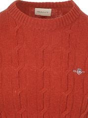 Gant Pullover Crewneck Lambswool Cable Modern Rust