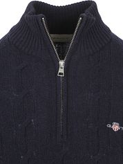 Gant Halfzip Lambswool Sweater Cable Navy