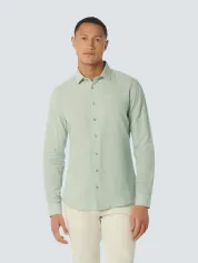 No Excess Shirt Linen Green Melange