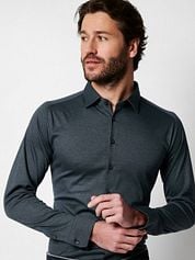 Desoto Non-Iron Shirt Kent Melange Norfolk Blue