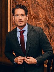 Suitable Blazer Herringbone Merino Wool Dark Green