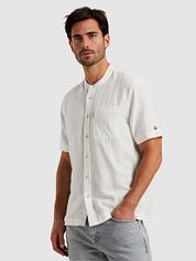 Cast Iron Short-sleeve Shirt Linen Blend White