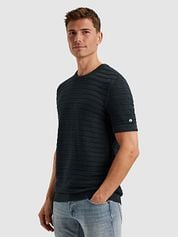 Cast Iron Knitted Jacquard T-shirt Navy