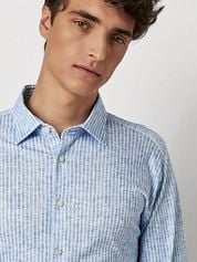 Desoto Shirt Kent Monochrome Stripes Blue 