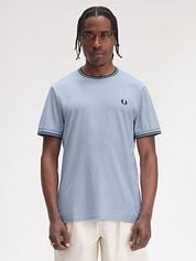 Fred Perry M1588 Twin Tipped T Shirt Light Blue