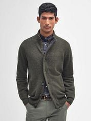 Barbour Zip Cardigan Lambswool Dark Green