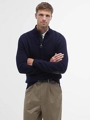 Barbour Half Zip Pullover Wool Navy
