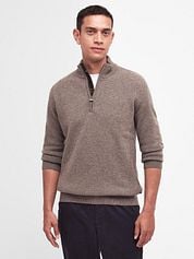 Barbour Half Zip Pullover Wool Taupe