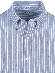 McGregor Shirt Linen Blend Stripes Blue